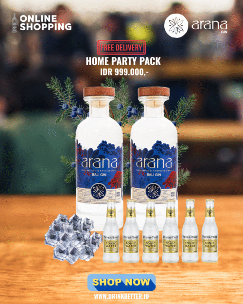 [ party pack ] special arana gin bali x 2 bottles with mixers by fever tree including ice cube